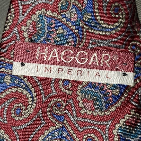 Haggar Red & Blue Paisley Print Tie New - Picture 4 of 5